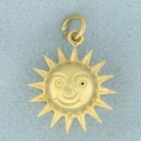 Vintage 3 D Sun Charm In 18k Yellow Gold