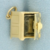 Vintage Mechanical 3 D Safe Charm Or Pendant In 14k Yellow Gold
