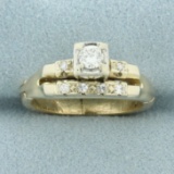 Vintage Engagement Wedding Ring With Arthritic Shank In 14k Yellow And White Gold
