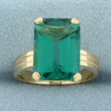 7ct Lab Emerald Solitaire Ring In 14k Yellow Gold