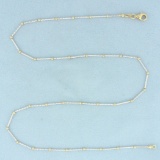 Italian 17 Inch Two Tone Bar And Ball Bead Chain Necklace In 14k Yellow And White Gold