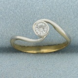 Vintage Bezel Set Old European Cut Diamond Swirl Ring In 18k Yellow And White Gold