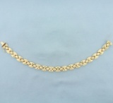 Italian Quilted Puffy Design Link Bracelet In 14k Yellow Gold