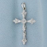 Diamond Cross Pendant In 10k White Gold