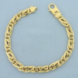 Italian Tiger's Eye Link Bracelet In 18k Yellow Gold