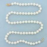 18 Inch 6mm Cultured Akoya Pearl Necklace In 14k Yellow Gold