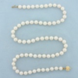 18 Inch Akoya Pearl Necklace In 14k Yellow Gold