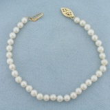 Cultured Pearl Bracelet In 14k Yellow Gold
