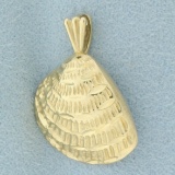 Diamond Cut Seashell Pendant Or Charm In 14k Yellow Gold