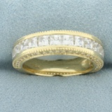Princess And Round Cz Wedding Band Ring In 14k Yellow Gold