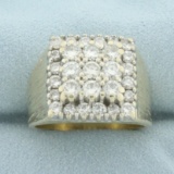 Mens Diamond Square Design Statement Ring In 14k Yellow Gold