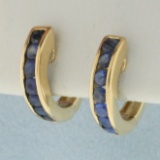 Sapphire Huggie Earrings In 10k Yellow Gold