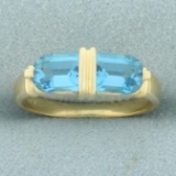 Swiss Blue Topaz Ring In 14k Yellow Gold