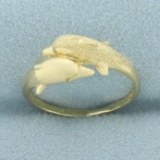 Dolphin High Polish And Sparkle Finish Ring In 14k Yellow Gold