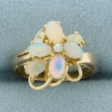 Opal And Diamond Ring In 14k Yellow Gold