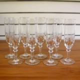 Antique Cut Crystal Wine Or Champagne Glasses Set Of 8