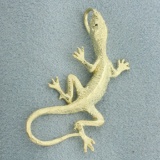 Diamond Cut Gecko Lizard Pendant In 14k Yellow Gold