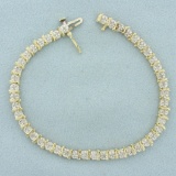 1ct Tennis Line Bracelet In 10k Yellow And White Gold