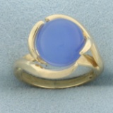 Blue Chalcedony Orb Ring In 14k Yellow Gold