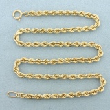 16 Inch Rope Link Chain Necklace In 14k Yellow Gold