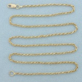 17 Inch Rope Link Chain Necklace In 14k Yellow Gold