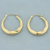 Twisting Design Textured Hoop Earrings In 14k Yellow Gold
