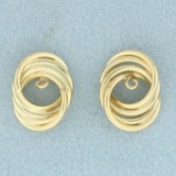 Twisting Rings Stud Earring Enhancer Jackets In 14k Yellow Gold