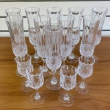 Cristal D'arques Longchamp Crystal Champagne Flutes And Cordial Glasses Set Of 14