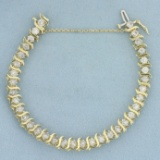 5ct Diamond S-link Tennis Line Bracelet In 14k Yellow Gold