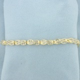 Baguette And Round Diamond Tennis Bracelet In 14k Yellow Gold