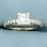 Gia Certified Princess Cut Diamond Noam Carver Engagement Ring In 14k White Gold