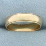 5mm Banded Half Dome Wedding Band Ring In 14k Yellow Gold