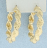 Thick Twisting Rope Design Hoop Earrings In 14k Yellow Gold