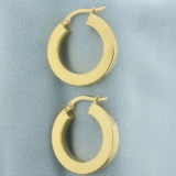 Italian Squared Edge Hoop Earrings In 18k Yellow Gold