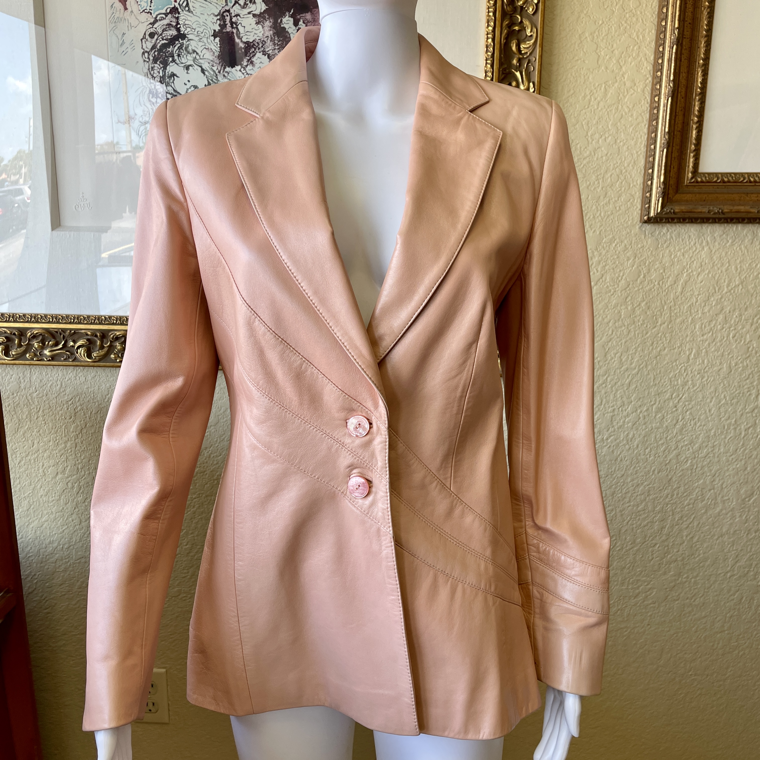 Escada Pink Lambskin Leather Blazer Jacket 38 Proxibid