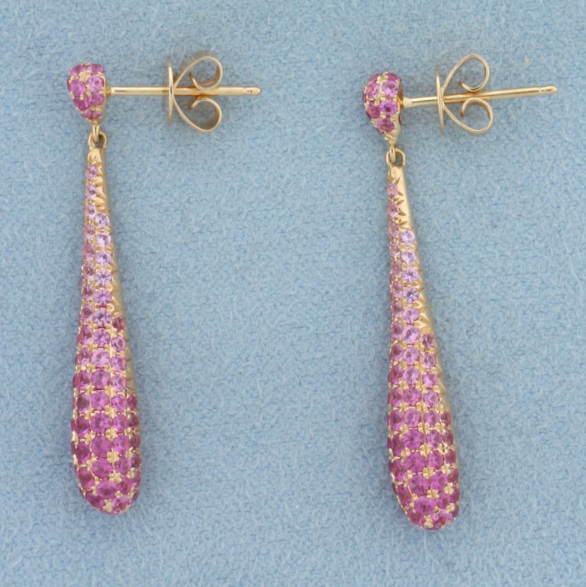 Pink sapphire dangle on sale earrings