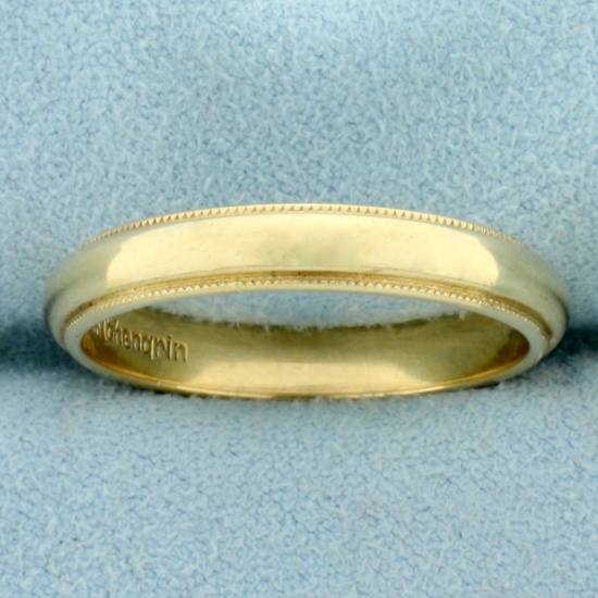 Mens Milgrain Beaded Edge Wedding Band Ring In 14k Yellow Gold
