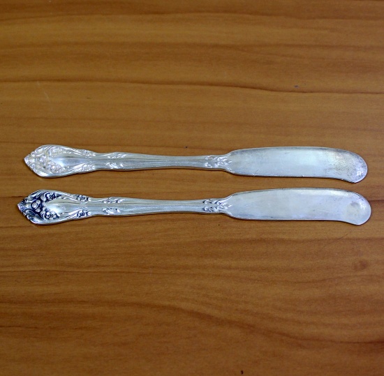 Alvin Chateau Rose Flat Handle Stering Silver Butter Spreaders Set Of 2
