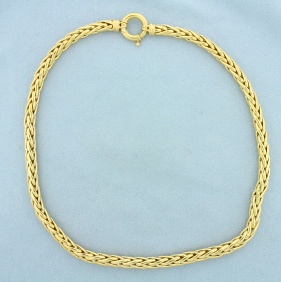 Italian Foxtail Link Necklace In 18k Yellow Gold