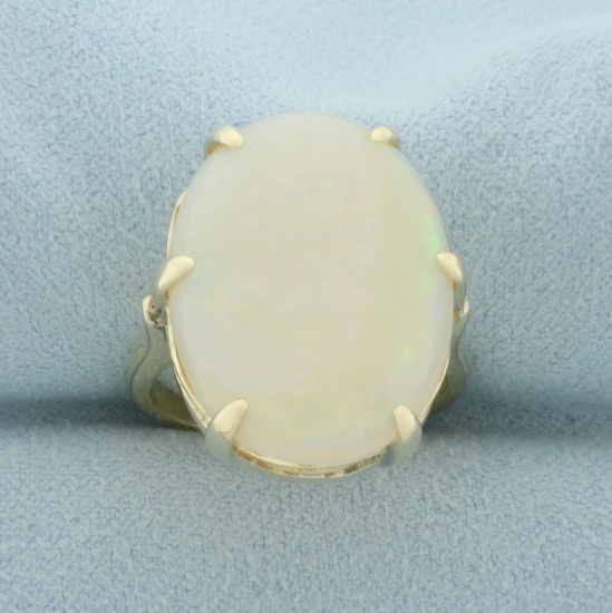 12ct Opal Solitaire Statement Ring In 14k Yellow Gold