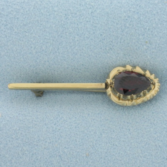 Vintage Garnet Pin In 14k Yellow Gold