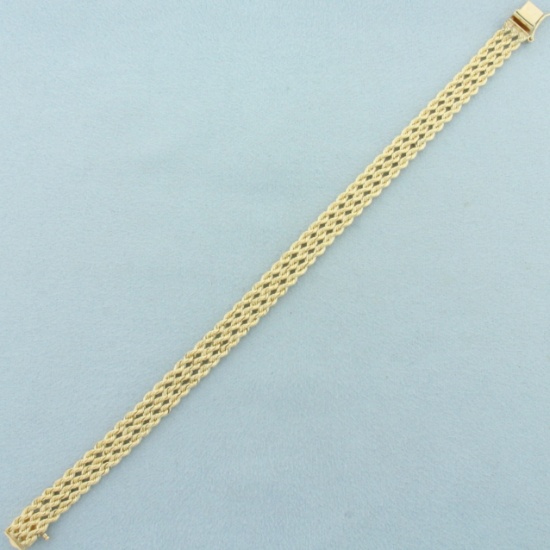 Diamond Cut Triple Strand Rope Link Bracelet In 14k Yellow Gold