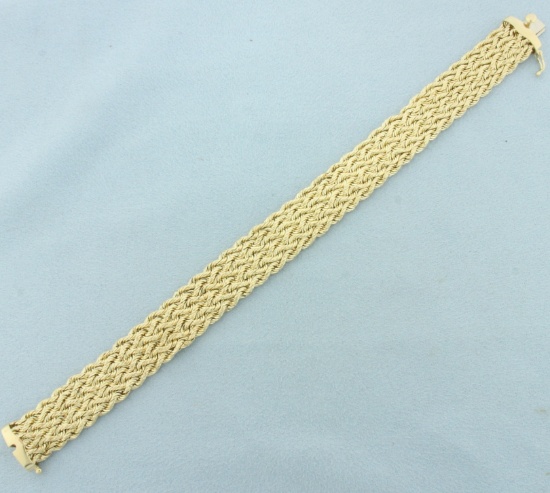 Braided Diamond Cut Rope Bracelet In 14k Yellow Gold