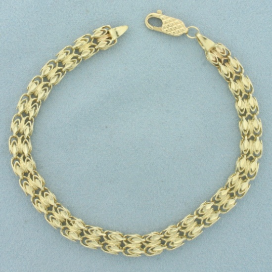 Double Row Diamond Cut Link Bracelet In 14k Yellow Gold