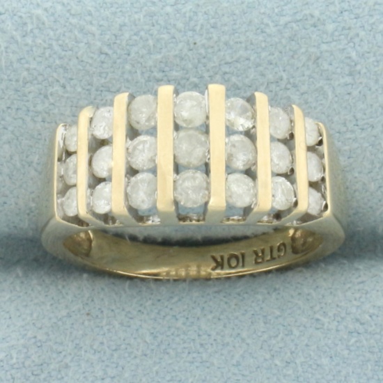 Diamond Bar Set Ring In 10k Yellow Gold