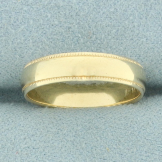 Milgrain Beaded Edge Wedding Band Ring In 10k Yellow Gold