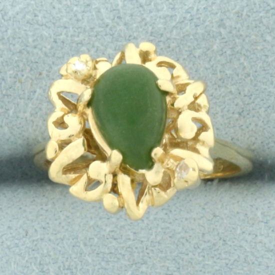 Jade Freeform Ring In 14k Yellow Gold