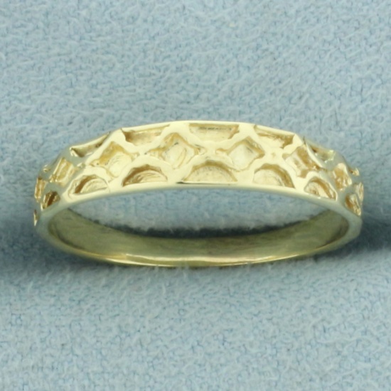 Geometric Pattern Band Ring In 14k Yellow Gold