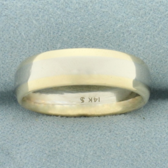 Unique Two Tone Wedding Band Ring In 14k Yellow And White Gold