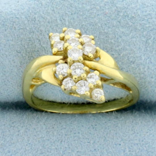Vintage Diamond Cluster Ring In 18k Yellow Gold